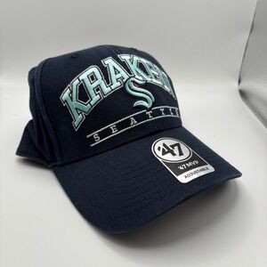 '47‎ Brand Seattle Kraken MVP Navy Adjustable Baseball Cap OSFM NHL Hockey NWT